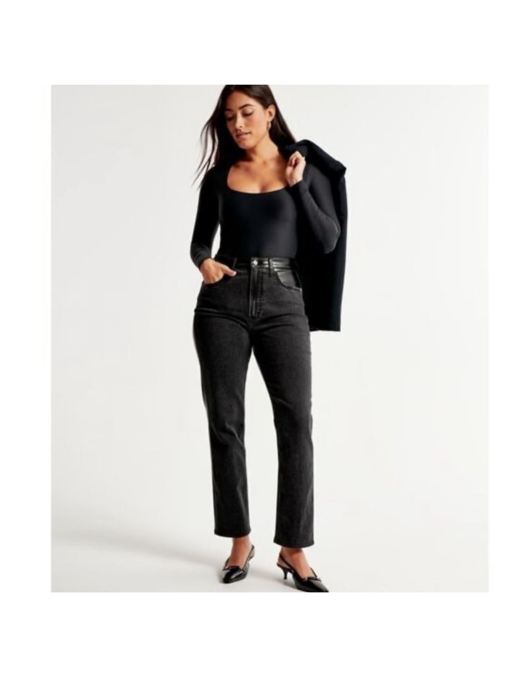 Abercrombie & Fitch High-Rise Straight Black Jeans